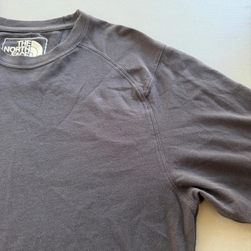 The North Face Men L Gray Cotton Raglan Long Sleeve Crewneck Heritage TShirt Y2K